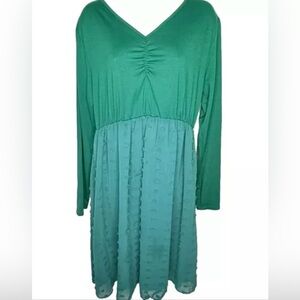 Pat Pat Women’s Dress XL Green Shirt Top Cinched Long Floral Flowy Skirt Lined